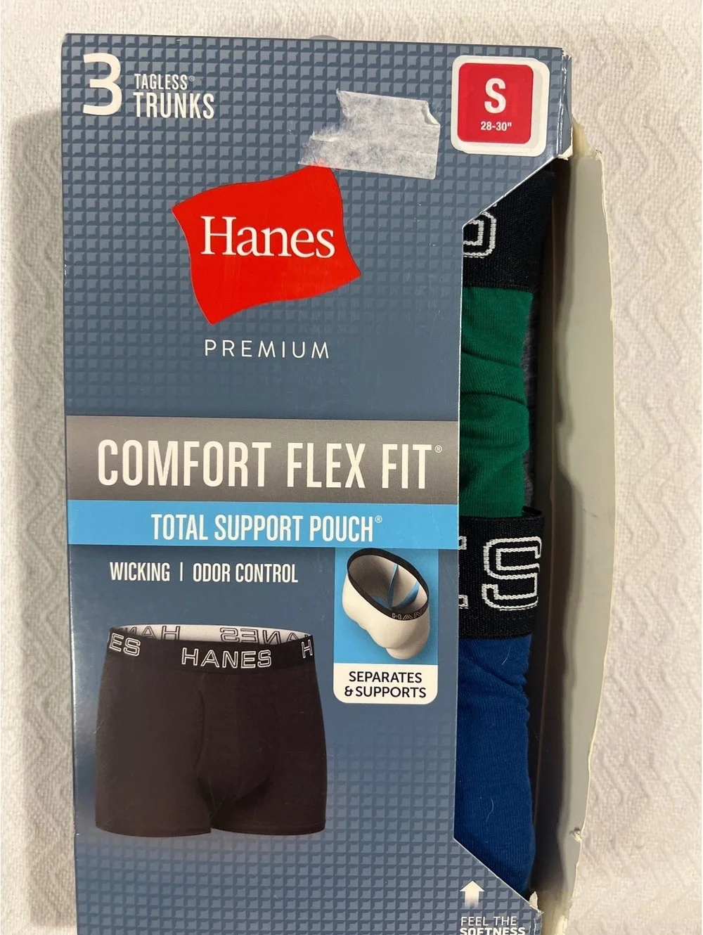 Hanes Premium Comfort Flex Fit Tagless Trunks 3-Pack Size Small
